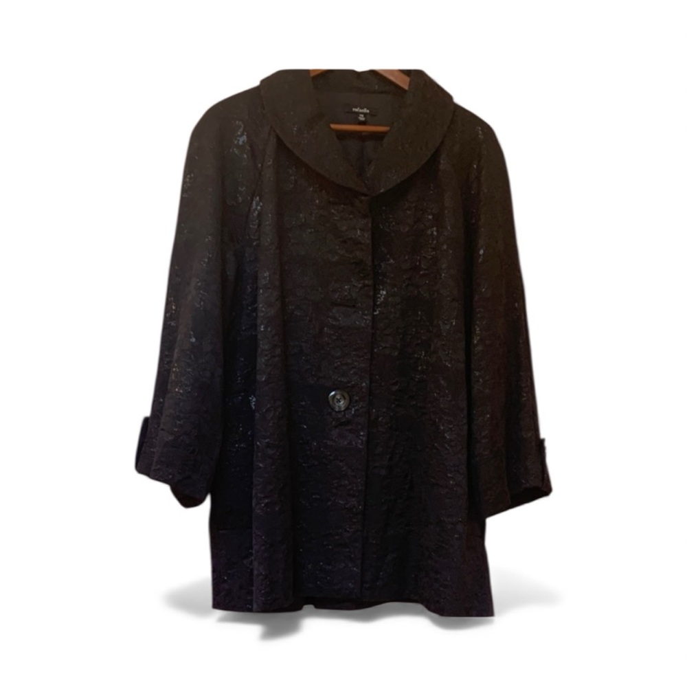 Chic Black Women's sparkly black floral blazer 3x by Raffaella.
